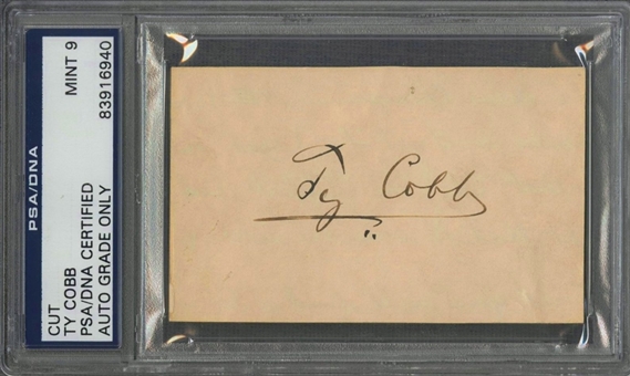 Ty Cobb Signed Cut – PSA/DNA MINT 9